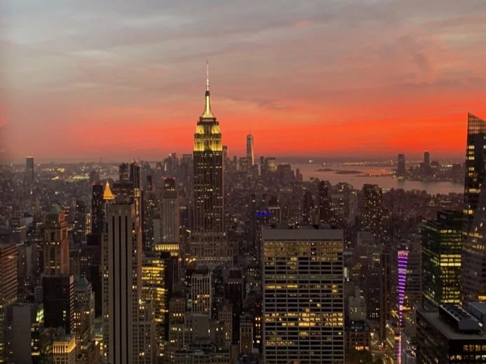 The Empire State Building and skyline as seen from Top of the Rock at 30 Rockefeller Plaza