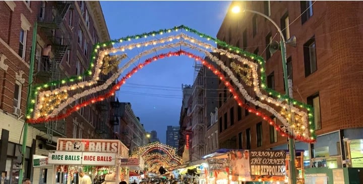 Looking downtown along Mulberry Street! You will NOT go hungry at San Gennaro!