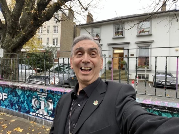 Outside Abbey Road Studios.