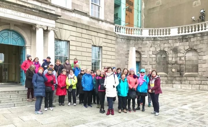 A walking tour outside the Hugh Lane Gallery.