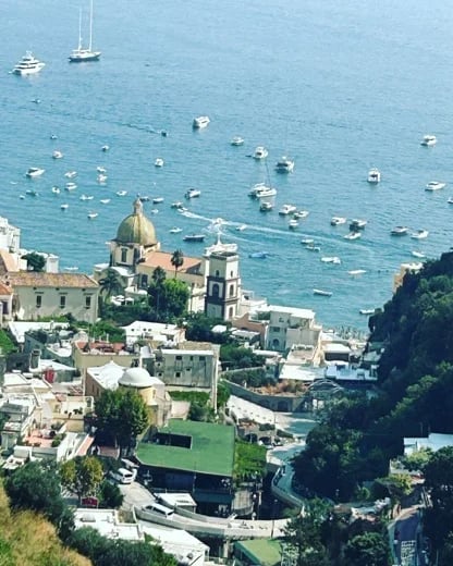 Positano city and water view together