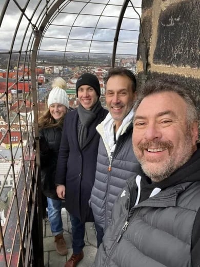 My guests on the top of the tower in Pilsen.