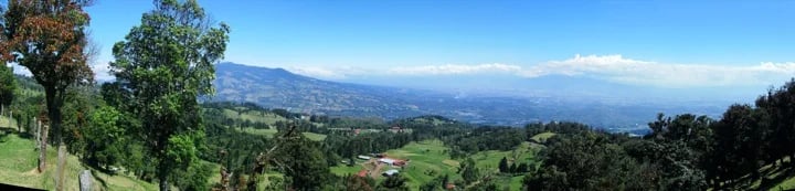 Costa Rica Central Valley and Mountain Range, seen from Poas Volcanoe road...