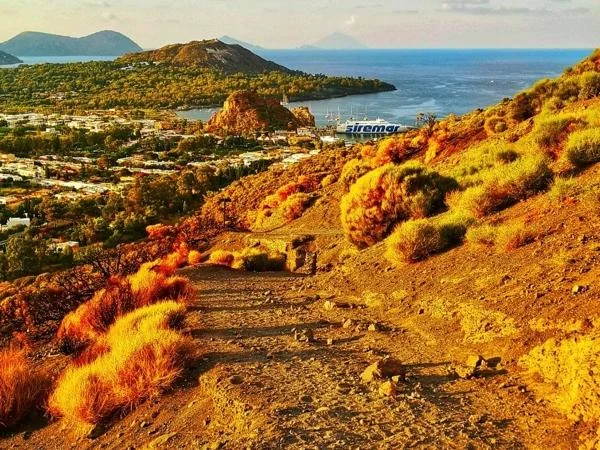 The island of Vulcano from the top of its smoking crater - half day shore excursion from Lipari