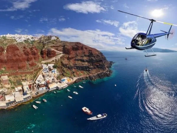 Santorini From Above & On Land : Oia, Helicopter Ride & Wine Tasting