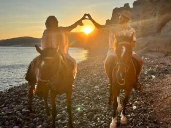 Santorini Horse Riding, Beach Adventure and Seafood Delight