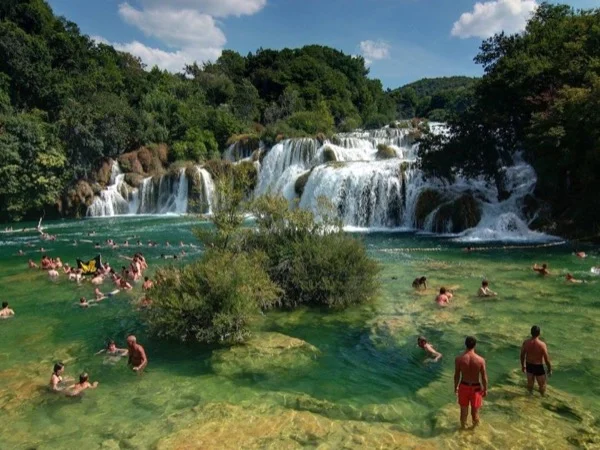 Krka Waterfalls with Wine and Prosciutto Shore Excursion